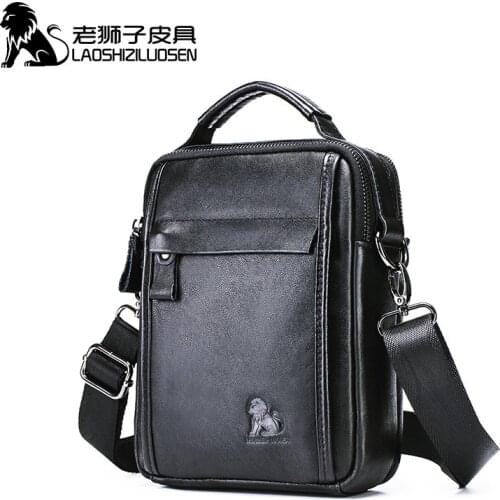 LAOSHIZI brand new Genuine vegetables leather men shoulder bag for ipad mini 7.9inch high quality Messenger bags male handbag