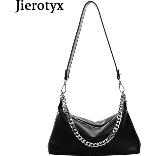 JIEROTYX Office Ladies Handbags Solid Soft Leather PU Chains Women Shoulder Bags Fashion Casual White Female Bags Drop Shipping