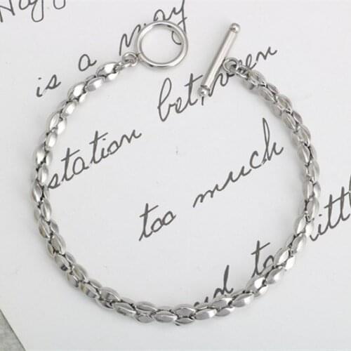 Fashion personality word buckle titanium steel coffee beans necklace stainless steel ingot chain OT buckle men and women bracele