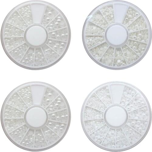 Semicircle non-porous flat AB imitation pearl DIY mobile nail stick drill of clothing accessories small box 620