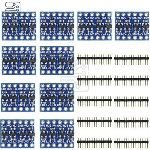 10Pcs 4 Channel IIC I2C Logic Level Converter Bi-Directional Module Interface 5V To 3.3V Transformation With Pins For Arduino