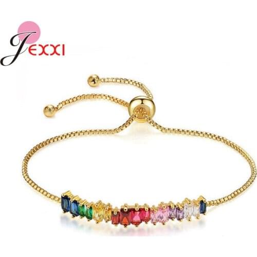 Adjustable Gold Color Bracelets For Women Multicolor Zircon Womens Bracelet Crystal Jewelry Friendship Gift