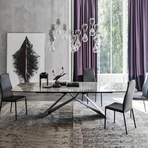 Marble modern simple rectangular chair combination Nordic designer creative 8 people dining table