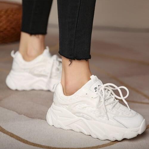 Dad Shoes Thick Bottom White Shoes Ins Fashion Lace-up 2021 Casual Spring New