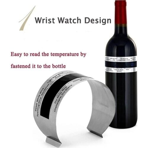 Creative Stainless Steel Bottle Wine Thermometer LCD Display Serving Party Checker Bracelet Thermometer Shop Bar Kitchen Tools