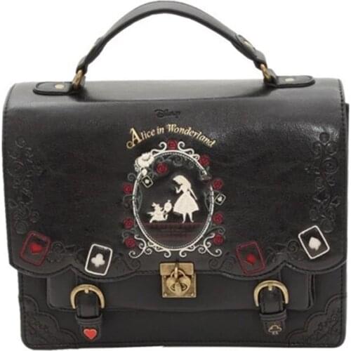 Vintage Alice in Wonderland Schoolbag pu Leather Handbags women back pack ladies hand bag bagpack shoulder bag sac a dos Mochila
