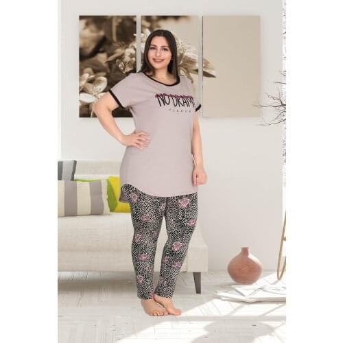 WOMEN LARGE SIZE SHORT SLEEVE PİJAMA TOOL TURKISH MALI 10762