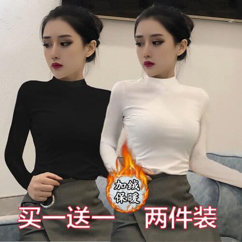 Woman Tshirts Womens Autumn and Winter Turtleneck Long Sleeve T-shirt Ropa Mujer Camisetas