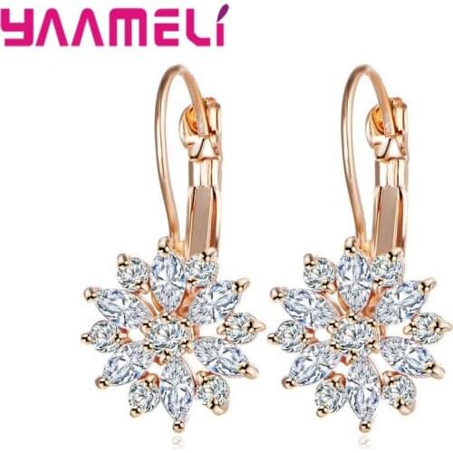 Hottest Sale Genuine 925 Sterling Silver Austrian Crystal Flower Exquisite Dangle Earrings for Women Luxury Jewelry Making