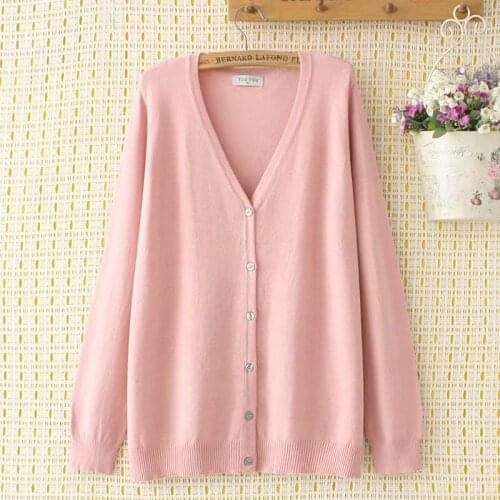 Plus size Solid pink sky blue women loose knitted sweaters 2021 new casual ladies autumn winter Cardigan sweater female tops