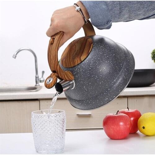 1PC 3L Whistle Teakettle Gas Whistle Boiling Water Kettle Moon Handle Heating Water Pot Metal Stylish Heating Water Pot