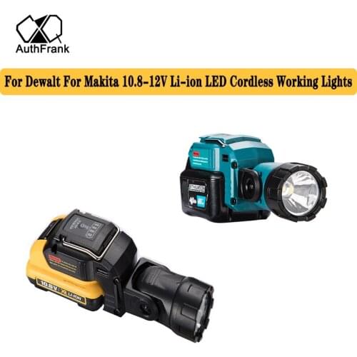 10.8V 12V Li-ion Battery For Makita For Dewalt LED Cordless Work Light Portable Spotlight Work Lamp Flashlight DCB120