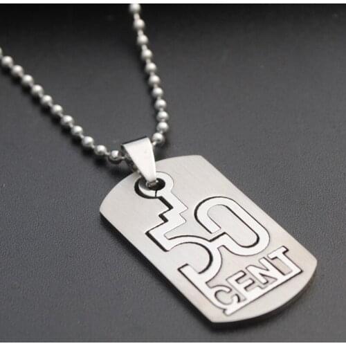 30 Stainless steel digital 50 cent necklace double-layer Chinese number 50 detachable English alphabet initials dollar jewelry