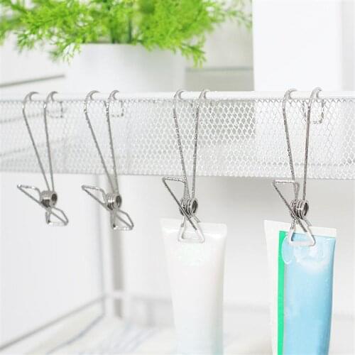 10Pcs Stainless Steel Clips Practical Clothes Pegs Household Clothes Clips home office storage hook Laundry Organization
