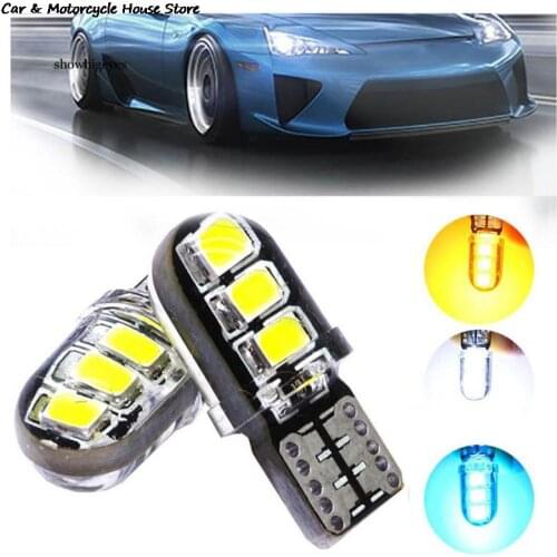 2pcs LED W5W T10 194 168 W5W LED 6SMD Led Parking Bulb Auto Wedge Clearance Lamp Reading Light CANBUS Silica Gel LED Car Light