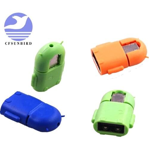 1PCS Hot Micro usb to USB OTG adapter for Samsung S2/S3/S4 smartphone tablet pc connect to flash mouse keyboard Robot Shape