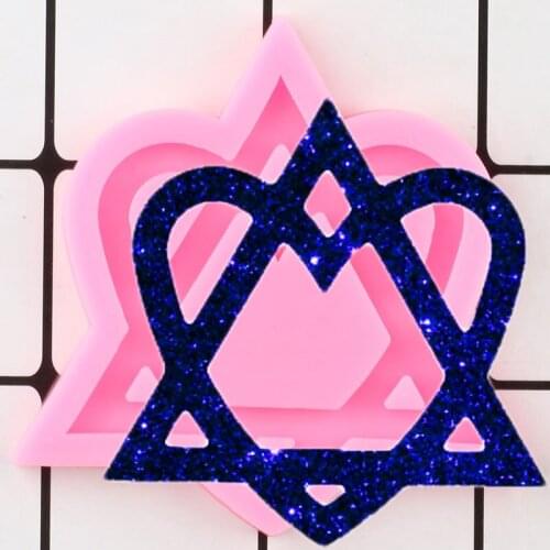 Shiny Heart Epoxy Craft Silicone Keychain Molds Triangle Polymer Clay DIY Jewelry Making Handmade Charms Mold Pendant Mould