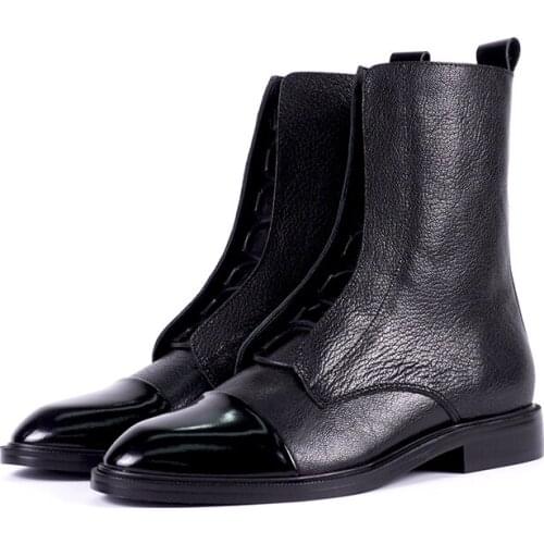 Martin Boots Womens Shoes Casual Flat With Round Toe Lace-up Flats Comfortable Low-heel Ankle Boots Tide Black Botas De Mujer