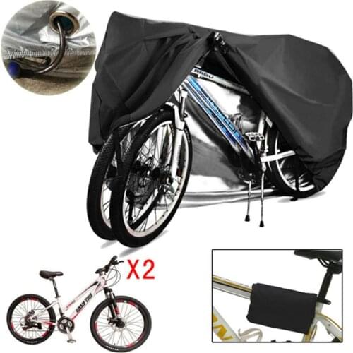 Two Bicycle Covers Side By Side, Rainproof, Sunscreen And Dustproof Double Buckle Bicycle Protective Gear Silver-coated Polyeste