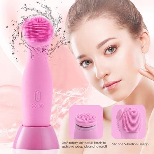 Electric Silicone Facial Brush Skin Care Face Brush Ultrasonic Vibration Pore Cleansing Washer Blackhead Facial Cleansing Brush