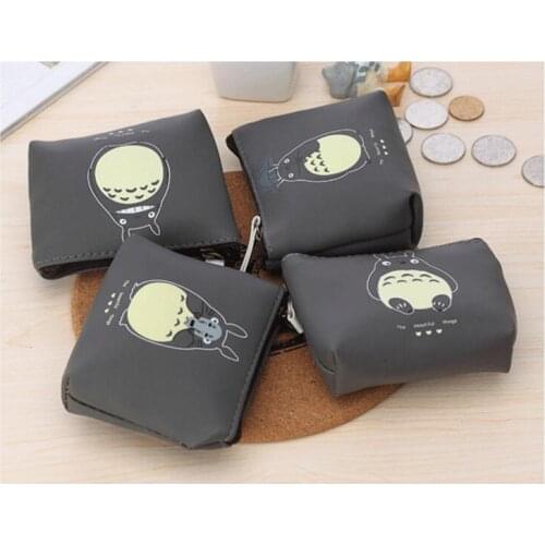 Fedex 100 pieces Waterproof Totoro PU Zipper Coin Purse Cute Mini Storage Bag For Card holder Purse Headphone