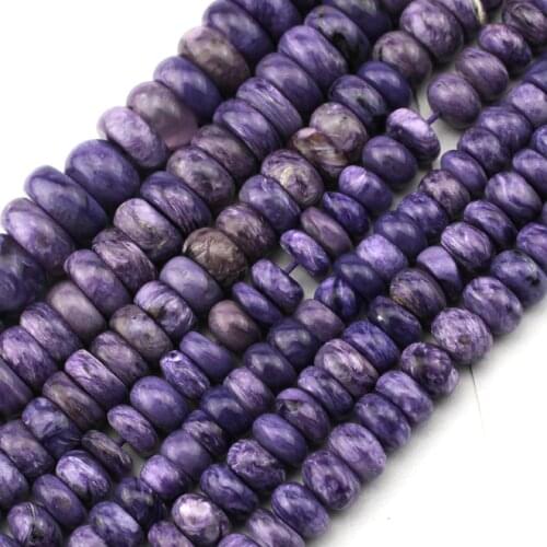 Rondelle shape natural charoite stone beads natural gemstone beads DIY loose beads for jewerly making strand 15" wholesale