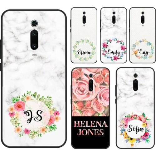 MARBLE ROSE HEARTS INITIALS PERSONALISED Case For POCO X3 Pro F2 M3 F3 Cover For Xiaomi Mi 11 Lite Ultra Mi 10T Pro Note 10 Lite
