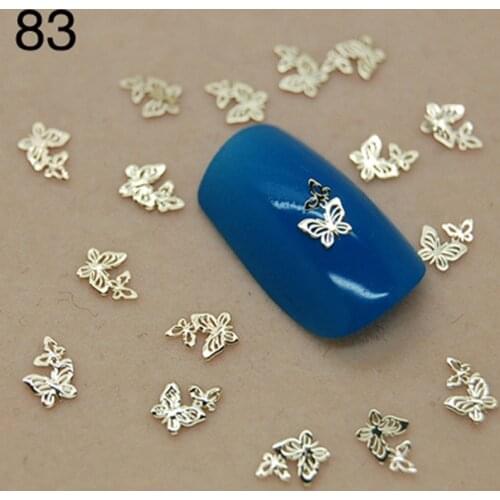 K83 Butterfly shape Golden Metal Nail Art Jewelry Nail Decoration Tiny Slice Metal Stud Accessories