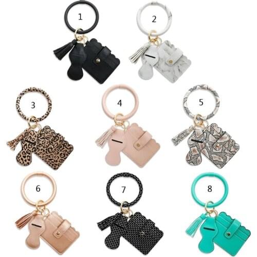 Circle Wristlet Keychain Unisex Pu Leather Pendant Key Ring Fashion Candy Colors Silicone Wrist Strap Durable Key Chains