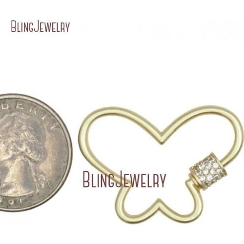 Matte Gold Filled Butterfly Pendant Lock Screw Clasp Lock Carabiner Lock FC32934