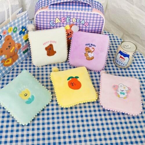 Cute cartoon sanitary cotton bag embroidered menstrual supplies storage bag plush Cosmetic Bag Girl Zero Purse lipstick bag