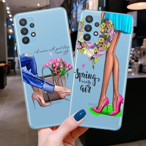 Fashion Woman Girls Phone Case for Samsung A32 A52 A72 A42 A12 A02 A31 A41 A51 A71 A50 A70 Case Soft Silicone Covers Accessories