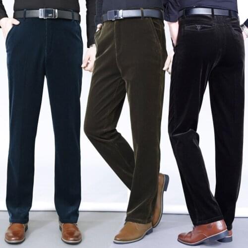 Autumn new mens corduroy pants High waist stretch corduroy casual pants Mens black straight trousers More Sizes 30- 40 42