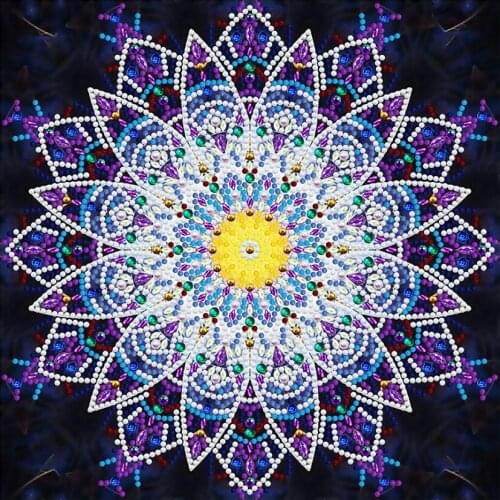 Purple Mandala 5D Diamond Painting Kits Night Light Luminous LED Diamond Embroidery Cross Stitch Home Decor DIY Craft Gift