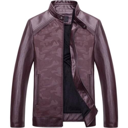New fashion Men leather jackets coats classic design Camouflage motorcycle leather jacket jaqueta de couro masculina