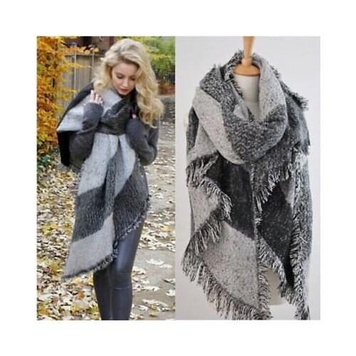 NEW Womens Long Cashmere Winter Wool Blend Soft Warm Scarf Wraps Shawl Plaid Scarves Pashmina