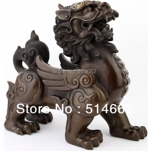 Pair of Brass Pi Yao Sculptures Fengshui /Pi Xie/pi xiu STATUES FIGURINE/For Wealth