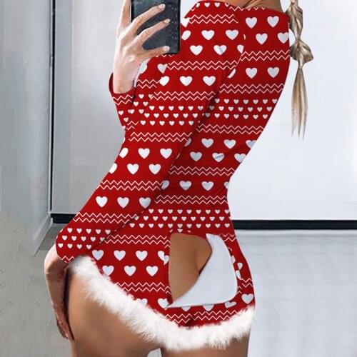 Fluffy Plush Patchwork Onesie Pajamas Women Buttoned Butt Flap Romper Nightwear Valentines Day Heart-shaped Onesies Sleepwear