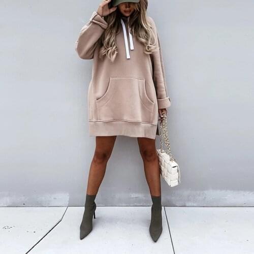 Casual Oversize Women Drawstring Hoodies Tops Autumn Winter Femme Long Sleeve Streetwear Pullover Loose Lady Long Sweatshirts