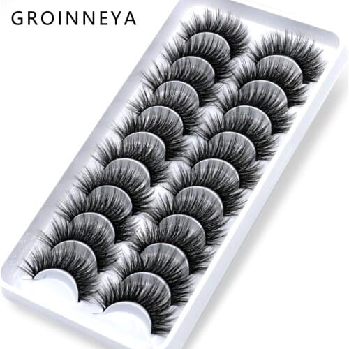 Lashes 5/10 Pairs 3D Mink Lashes Fluffy Soft Wispy Volume Natural long Cross False Eyelashes Eye Lashes Reusable Eyelashs Makeup