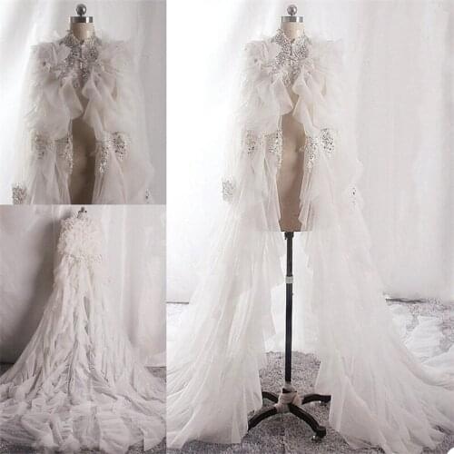 Luxury Pearls Pajamas Wedding Bath Gown Soft Tulle Bathrobe Long Sleeves Bridal Robe Women Nightgown