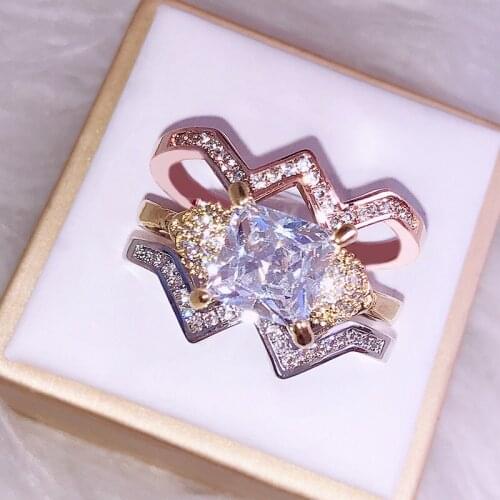 Europe and the United States Luxury Skull and Diamond Three-Piece Ring Black Gold Separated Womens Set Ring Free Shipping