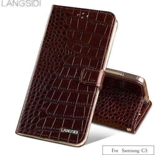Luxury brand phone case Crocodile tabby fold deduction phone case For Samsung C5 cell phone package All handmade custom