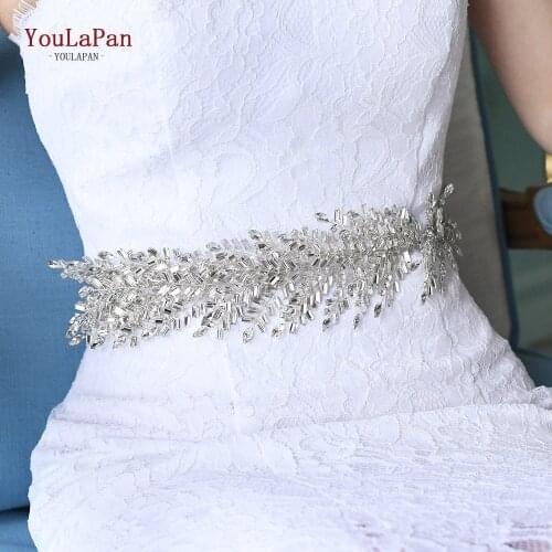 YouLaPan SH312 Silver Diamond Wedding Belt Wedding Dress Belts with Rhinestones Belt Dress Sash Belt Bride Belt Jeweled Belt