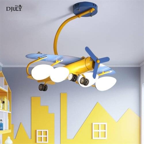 Art deco children plane led ceiling light creative kids room lamp study living room lights cartoon romantic living room lights
