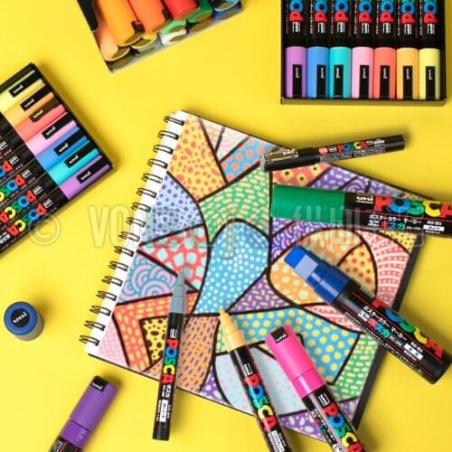 UNI POSCA Marker Pen PC-1M PC-3M PC-5M POP poster Advertising pen, Paint pen Comic Painting Round head Art Marker