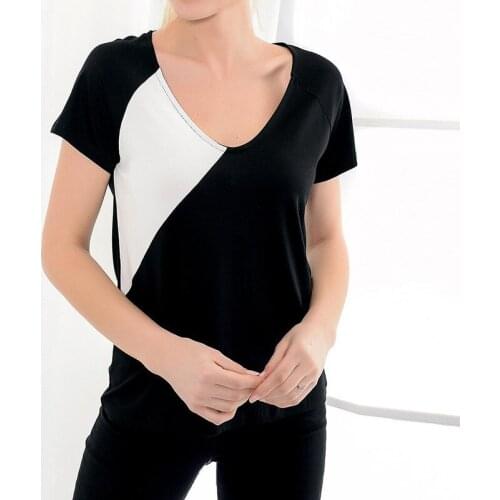 2021 New Summer Fashion Patchwork T Shirt Women Casual O Neck Color Contrast T-shirts Lady Short Sleeve Tees Top All-match