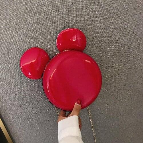 Womens Shoulder/Crossbody Bag Wholesale Cute Solid Mouse Shape Metal Chain Round Zipper 2021 New Fashion Sweet Female Bags