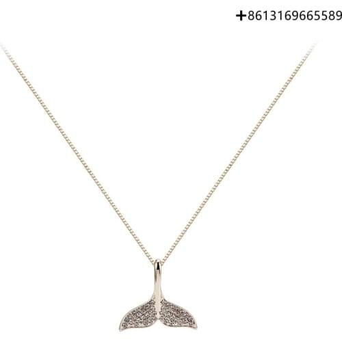 Fashion 925 Mermaid series water diamond fishtail sweater chain dreamy simple temperament necklace choker for women