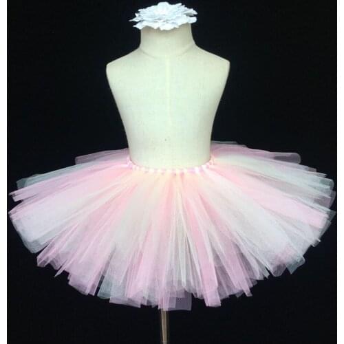 Cute Baby Skirts Girls Fluffy Ballet Pettiskirt Tutu Dance Tulle Skirt with Flower Headband Kids Birthday Party Tutu Skirt 1Pcs